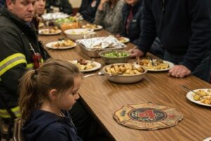 The Firehouse Dinner Stopped Cold When a Little Girl Claimed One…